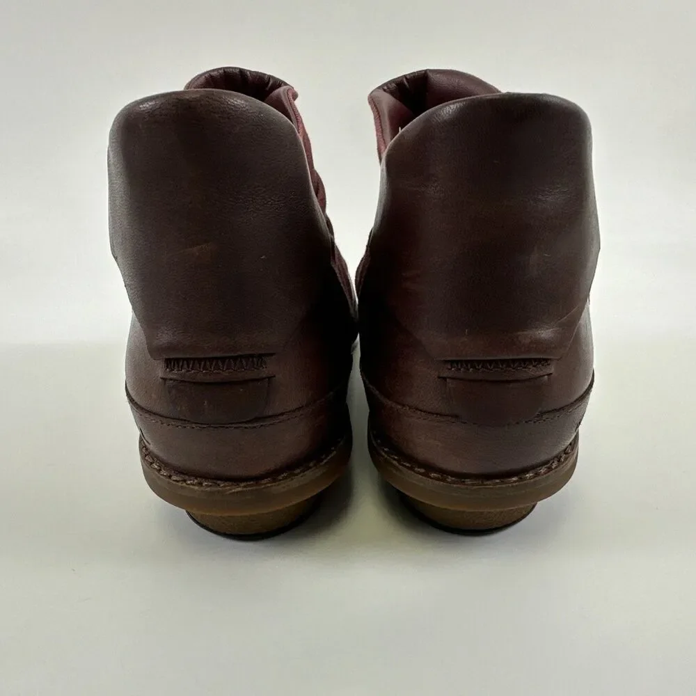 Merrell Adaline Bluff Bootie Maroon Leather Ruched Ankle Pull On Boot Womens 8.5
